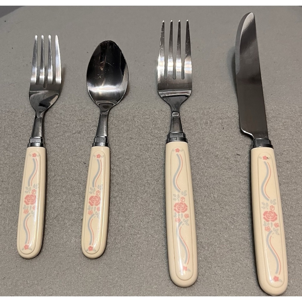 Corelle‎ Coordinate ENGLISH BREAKFAST Flatware 4 Piece Set - Preowned Y2K